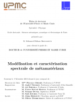 Cover for Modelization and spectral characterization of Metamaterials