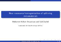 Cover for Near resonance homogenization of split-ring metamaterials