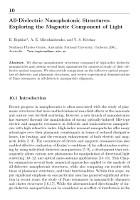 Cover for All-Dielectric Nanophotonic Structures: Exploring the Magnetic Component of Light