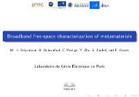 Cover for Broadband free-space characterization of metamaterials